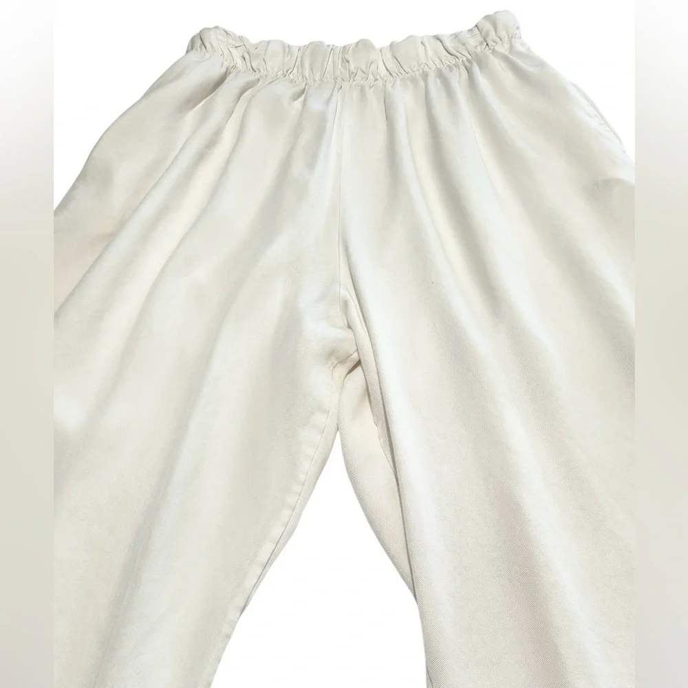 Bryn Walker 100% Linen Pull On Crop Wide Leg OSCA Pant Ivory Womens M Casual USA - Picture 7 of 14